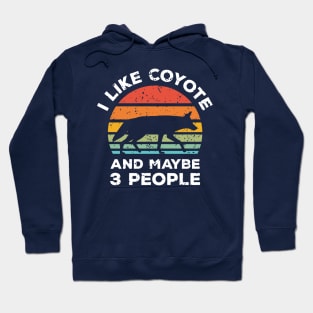 I Like Coyote and Maybe 3 People, Retro Vintage Sunset with Style Old Grainy Grunge Texture Hoodie